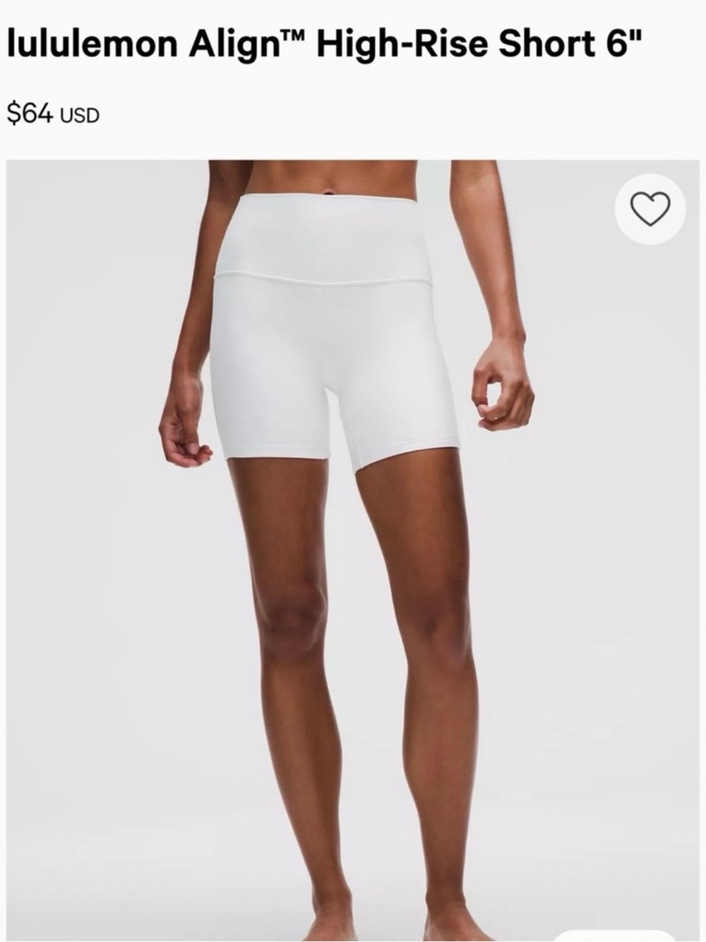 lululemon athletica Align High-Rise 6" Short - White
